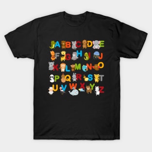 Alphabet Animal Learning ABC Cute Kids Educational Urial NEW T-Shirt